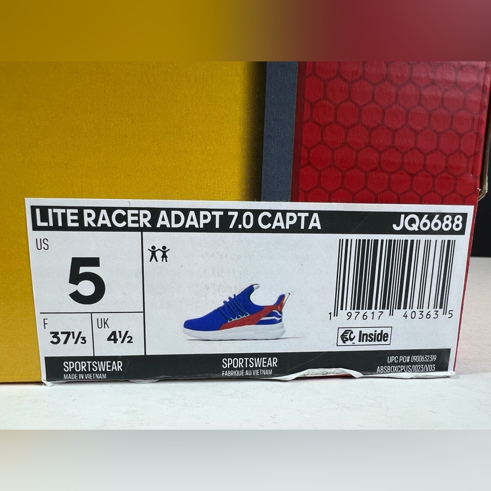 🆕 Adidas Marvel Captain America Lite Racer Adapt  7.0 Unisex Size:5 New With Box - Picture 17 of 17